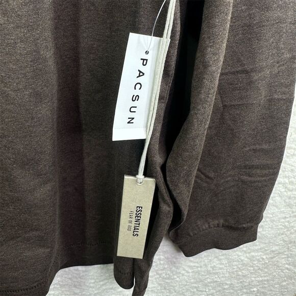 Fear of God Essentials Men's Long Sleeve Tee Brown Size L Crew Neck Oversized - Picture 6 of 13